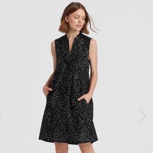 Eileen Fisher black polka dot shirt dress size medium